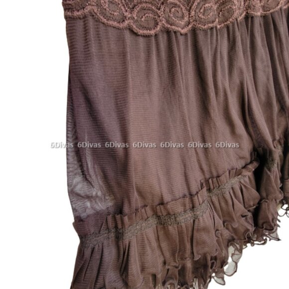 SEXY Mini Skirt Dark Brown Lace Frilly Short Skirt- NEW ! One Size Fits Most - Picture 14 of 15